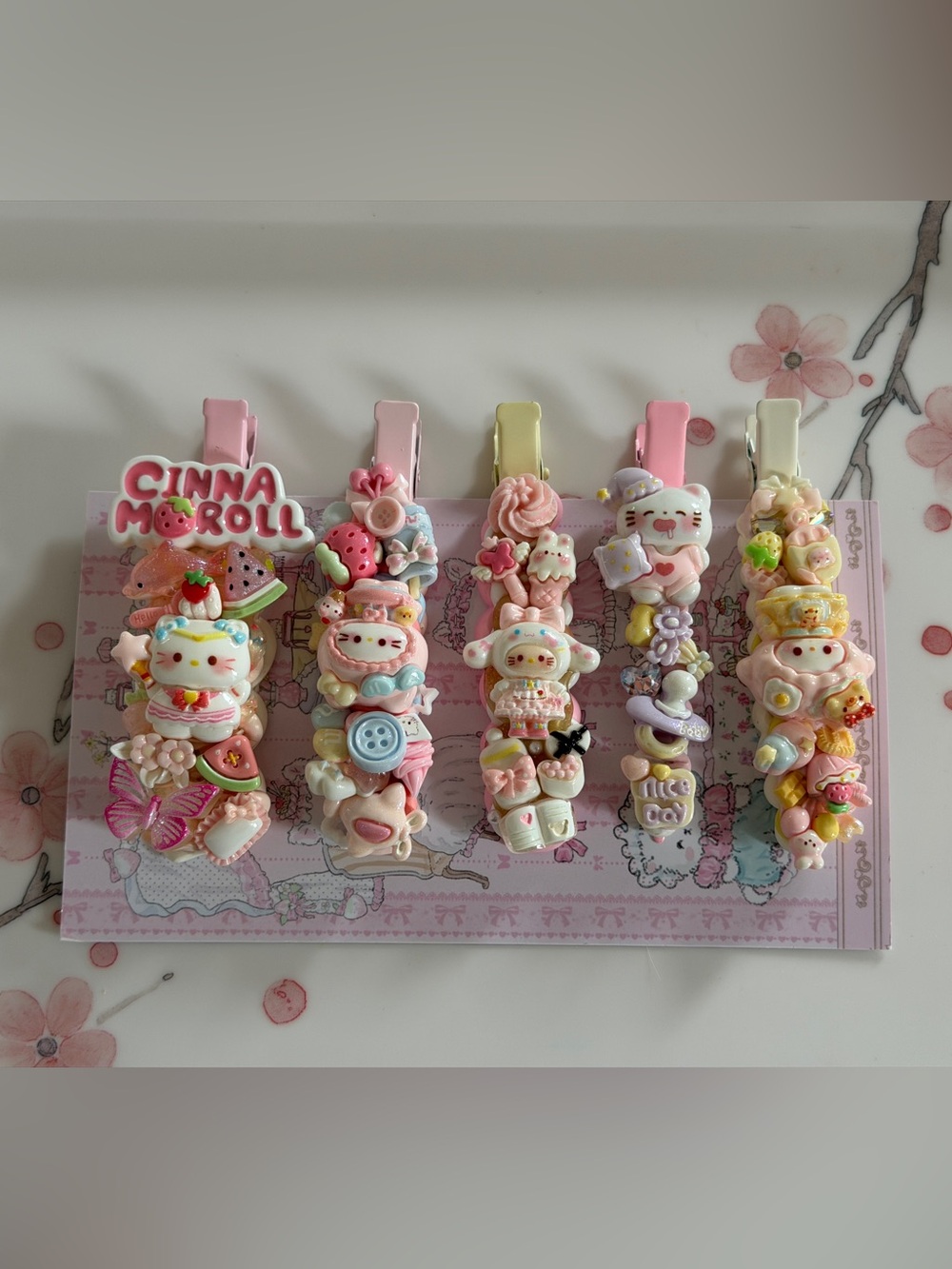 Cute Pink Pastel Character Hair Clips Set for Kids